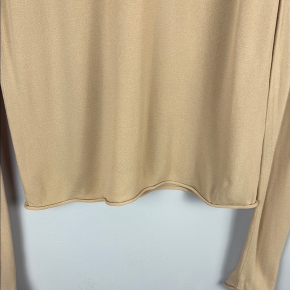 Zara Tan Crewneck Sweater Fitted Lightweight Knit Size Large - Picture 6 of 8